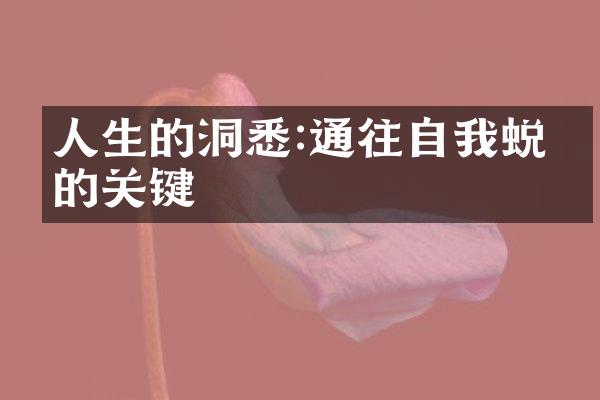 人生的洞悉:通往自我蜕变的关键