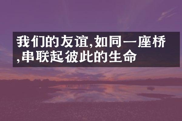 我们的友谊,如同一座桥梁,串联起彼此的生命