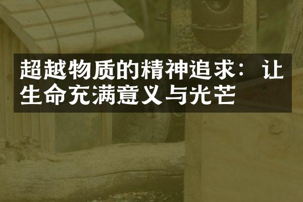 超越物质的精神追求：让生命充满意义与光芒