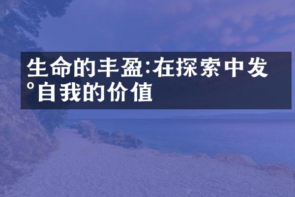 生命的丰盈:在探索中发现自我的价值
