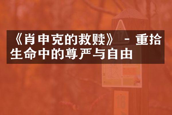 《肖申克的救赎》 - 重拾生命中的尊严与自由