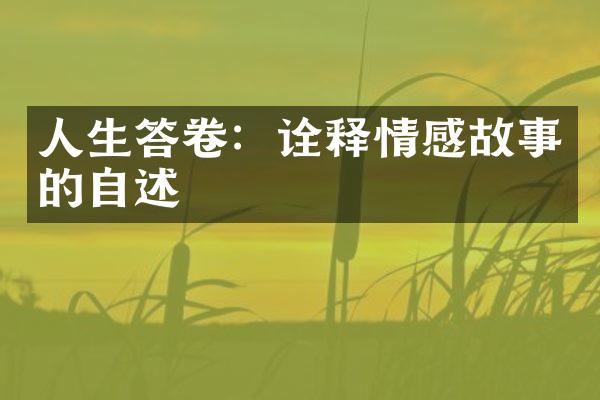 人生答卷：诠释情感故事的自述
