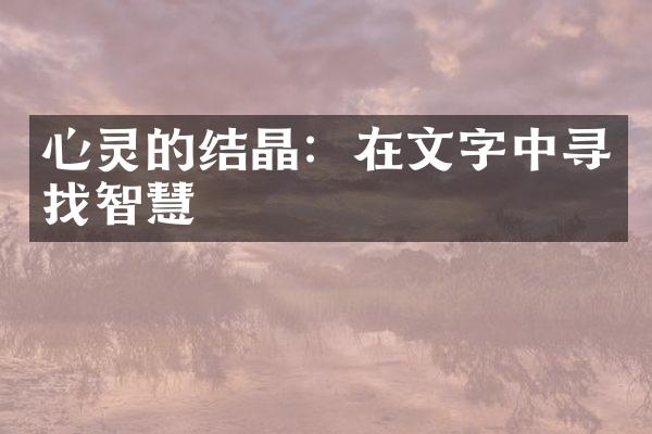 心灵的结晶：在文字中寻找智慧