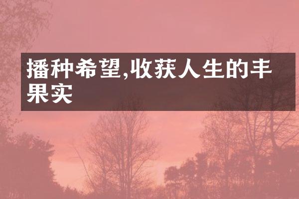 播种希望,收获人生的丰硕果实