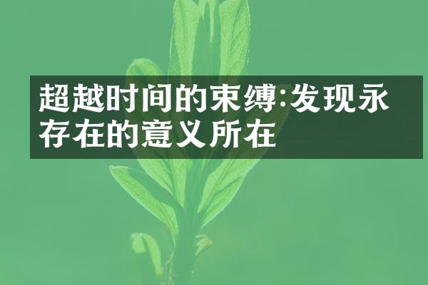 超越时间的束缚:发现永恒存在的意义所在