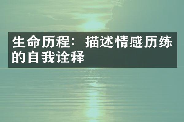 生命：描述情感历练的自我诠释