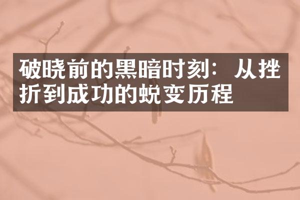 破晓前的黑暗时刻：从挫折到成功的蜕变