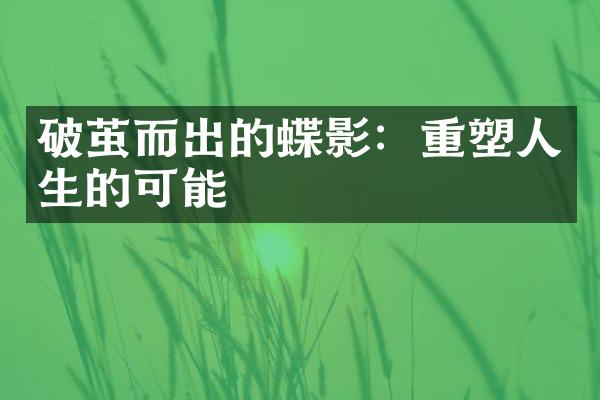 破茧而出的蝶影：重塑人生的可能