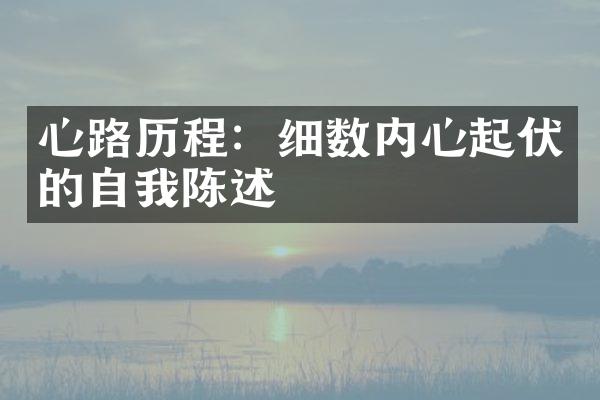 心路：细数内心起伏的自我陈述