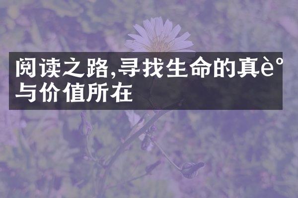 阅读之路,寻找生命的真谛与价值所在