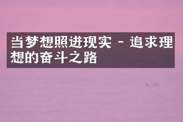 当梦想照进现实 - 追求理想的奋斗之路
