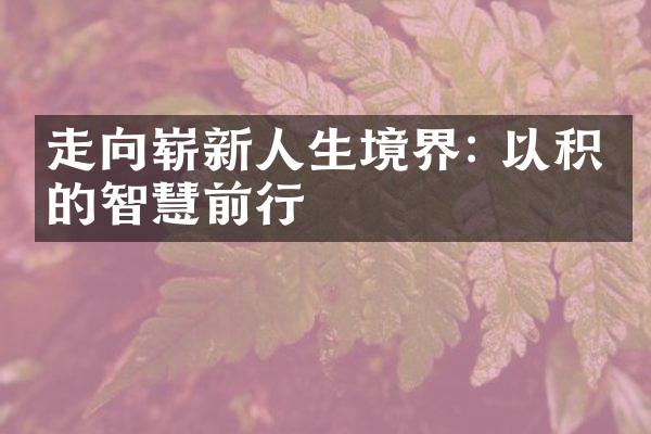 走向崭新人生境界: 以积累的智慧前行