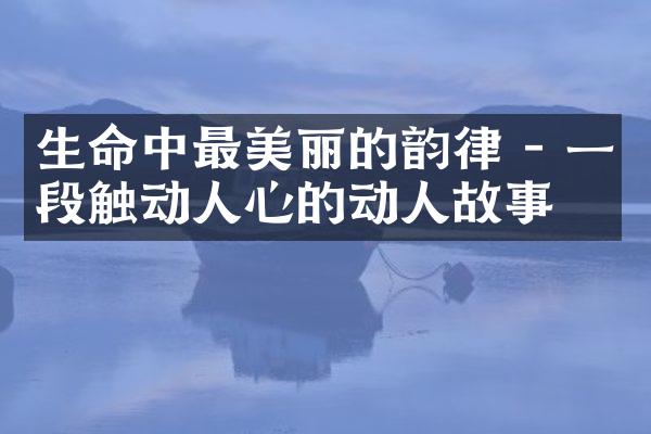 生命中最美丽的韵律 - 一段触动人心的动人故事