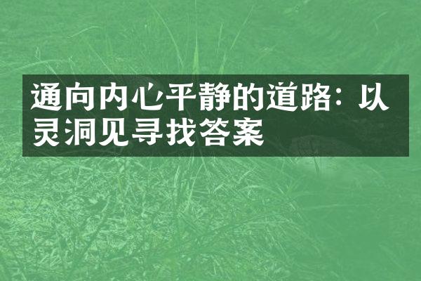 通向内心平静的道路: 以心灵洞见寻找答案