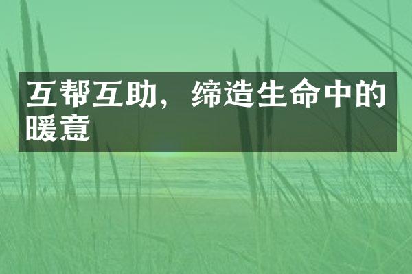 互帮互助，缔造生命中的暖意