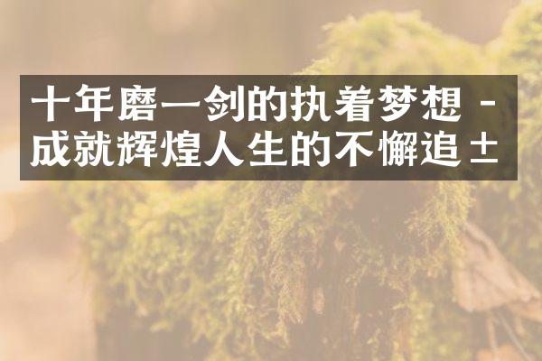 十年磨一剑的执着梦想 - 成就辉煌人生的不懈追求