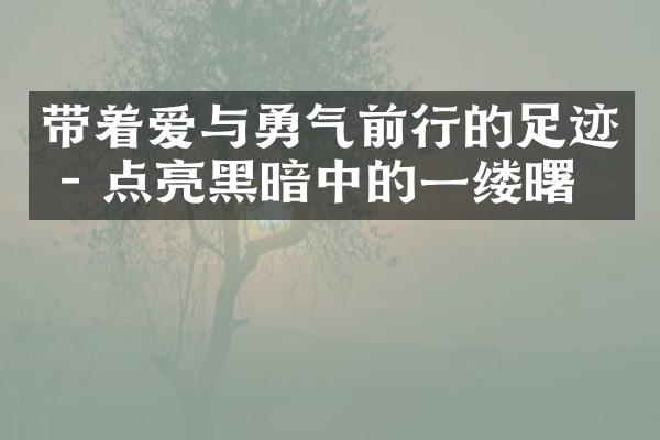 带着爱与勇气前行的足迹 - 点亮黑暗中的一缕曙光