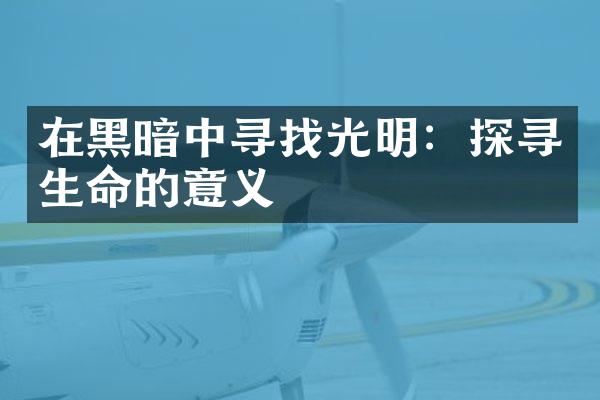 在黑暗中寻找光明：探寻生命的意义