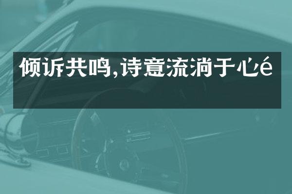 倾诉共鸣,诗意流淌于心间