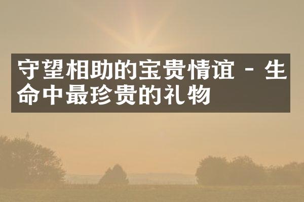 守望相助的宝贵情谊 - 生命中最珍贵的礼物