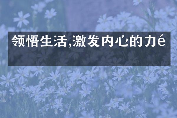 领悟生活,激发内心的力量