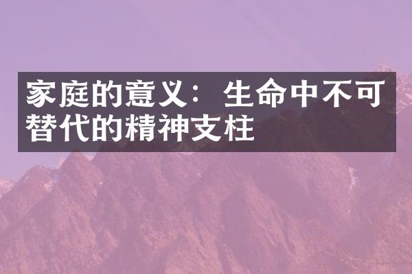 家庭的意义：生命中不可替代的精神支柱
