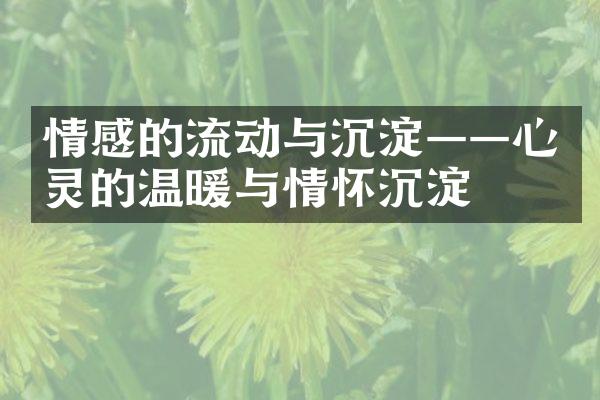 情感的流动与沉淀&mdash;&mdash;心灵的温暖与情怀沉淀