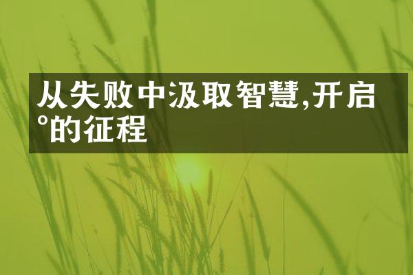 从失败中汲取智慧,开启新的征程