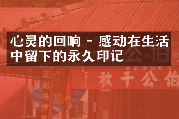 心灵的回响 - 感动在生活中留下的永久印记