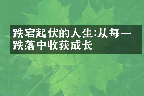 跌宕起伏的人生:从每一次跌落中收获成长
