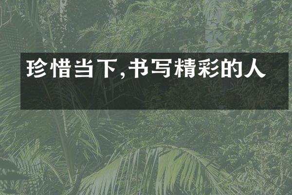 珍惜当下,书写精彩的人生