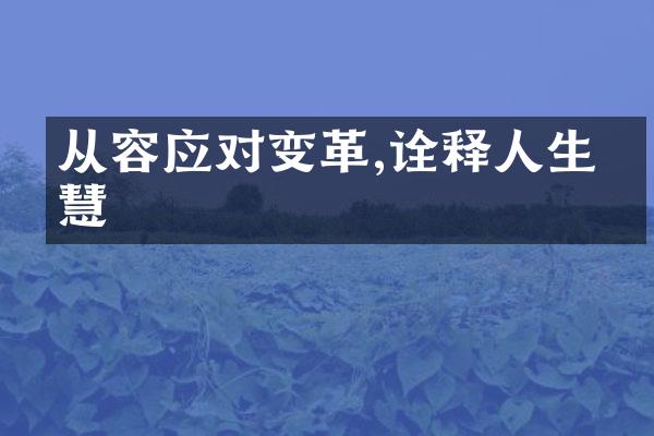 从容应对变革,诠释人生智慧