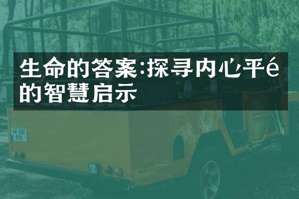 生命的答案:探寻内心平静的智慧启示
