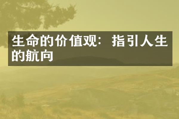 生命的：指引人生的航向