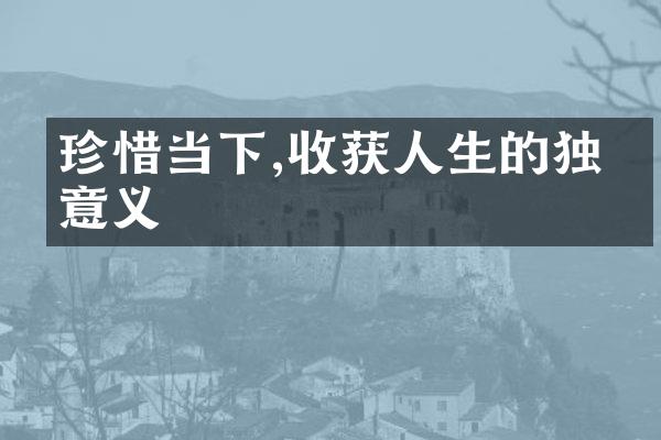 珍惜当下,收获人生的独特意义