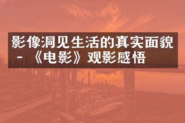 影像洞见生活的真实面貌 - 《电影》观影感悟