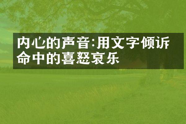 内心的声音:用文字倾诉生命中的喜怒哀乐