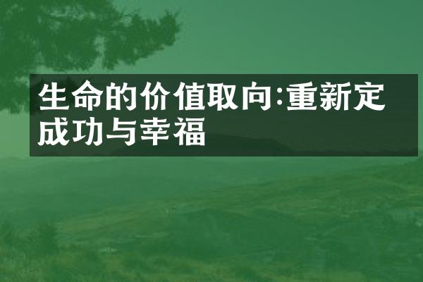 生命的价值取向:重新定义成功与幸福