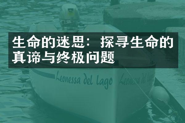 生命的迷思：探寻生命的真谛与终极问题