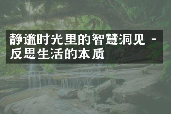 静谧时光里的智慧洞见 - 反思生活的本质
